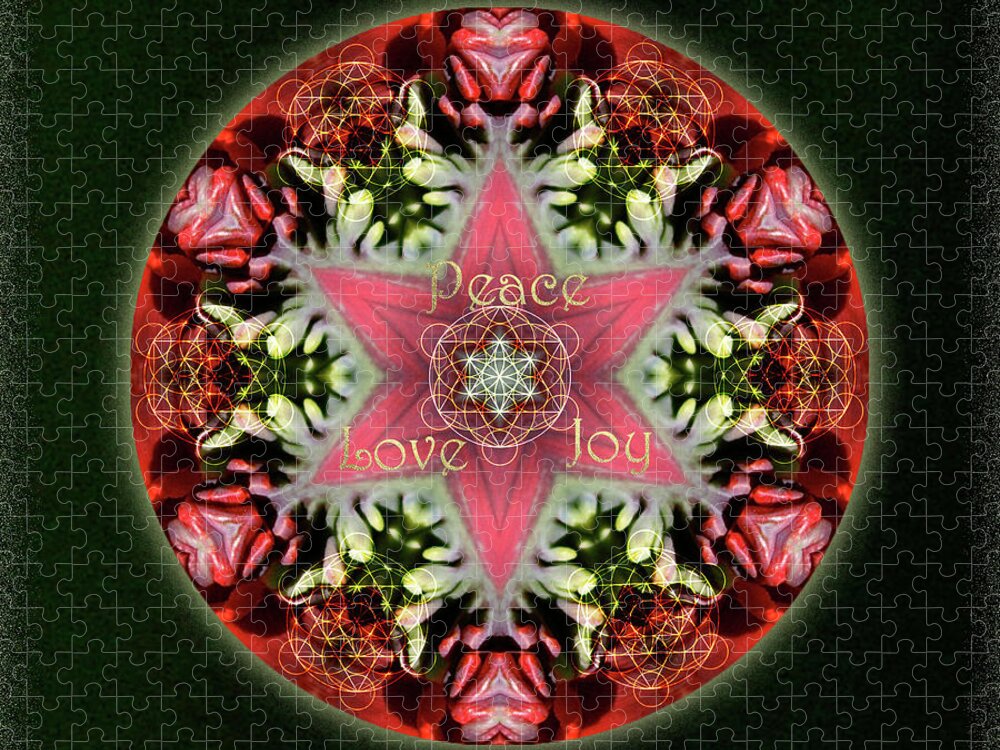 Holiday Jigsaw Puzzle featuring the digital art Peace Love Joy Holiday Star by Alicia Kent