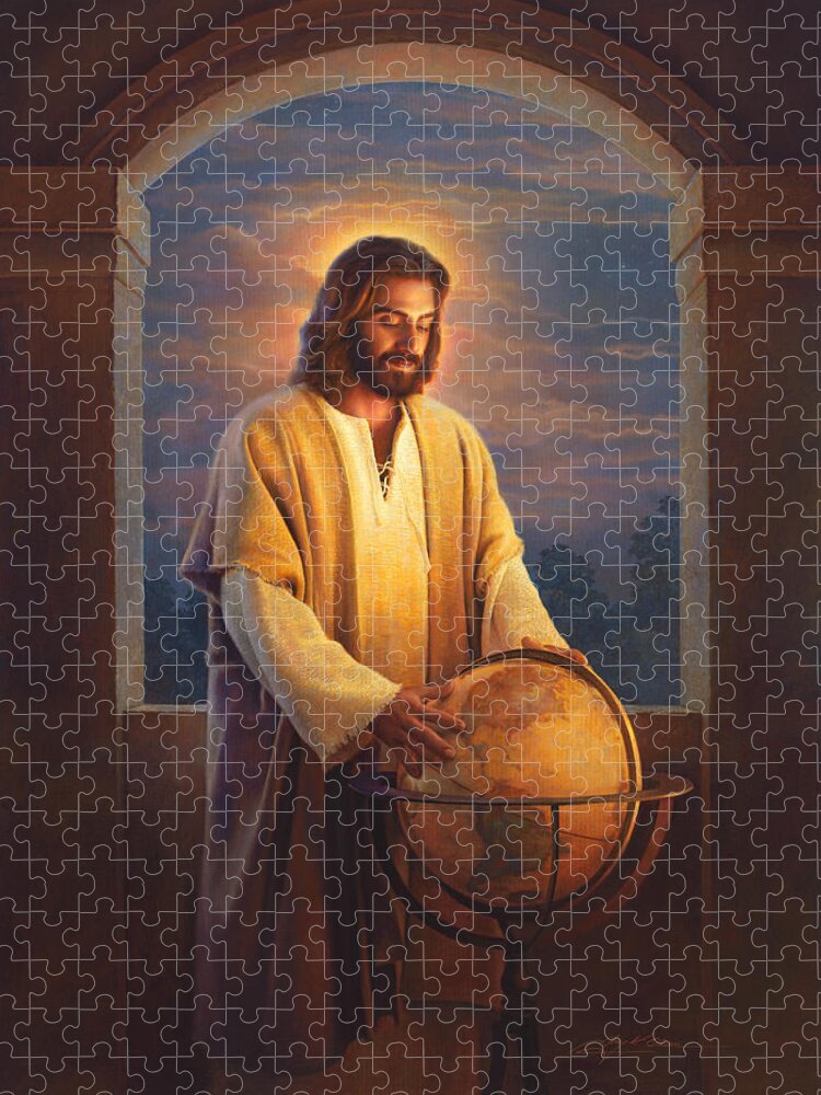 Jesus Jigsaw Puzzle featuring the painting Peace on Earth by Greg Olsen