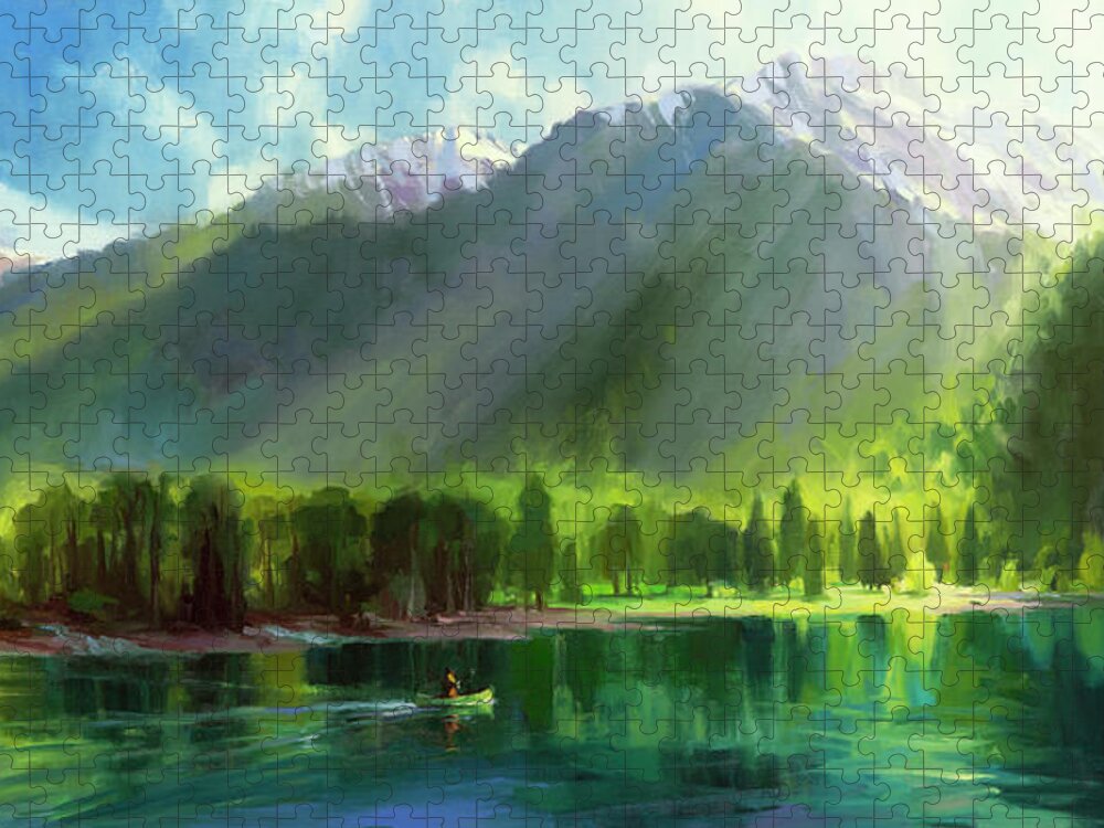 Mountains Jigsaw Puzzle featuring the painting Peace by Steve Henderson