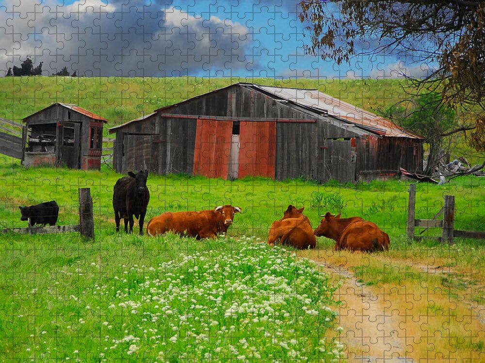 Cow Jigsaw Puzzle featuring the photograph Peaceful Cows by Harry Spitz
