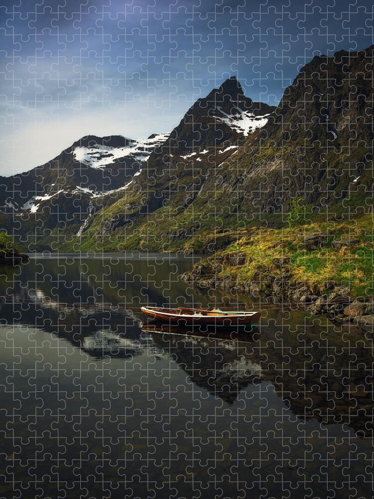 Boat Jigsaw Puzzle featuring the photograph Peaceful Lofoten by Tor-Ivar Naess