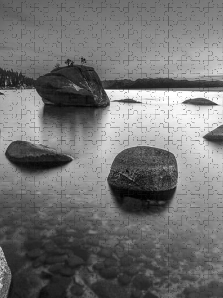 Black And White Jigsaw Puzzle featuring the photograph Peaceful Shores by Brad Scott