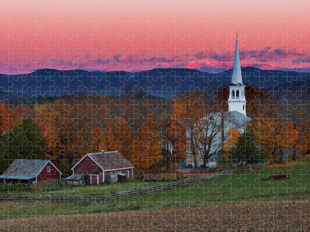 Vermont Jigsaw Puzzle featuring the photograph Peacham Village Fall Evening by Tim Kirchoff