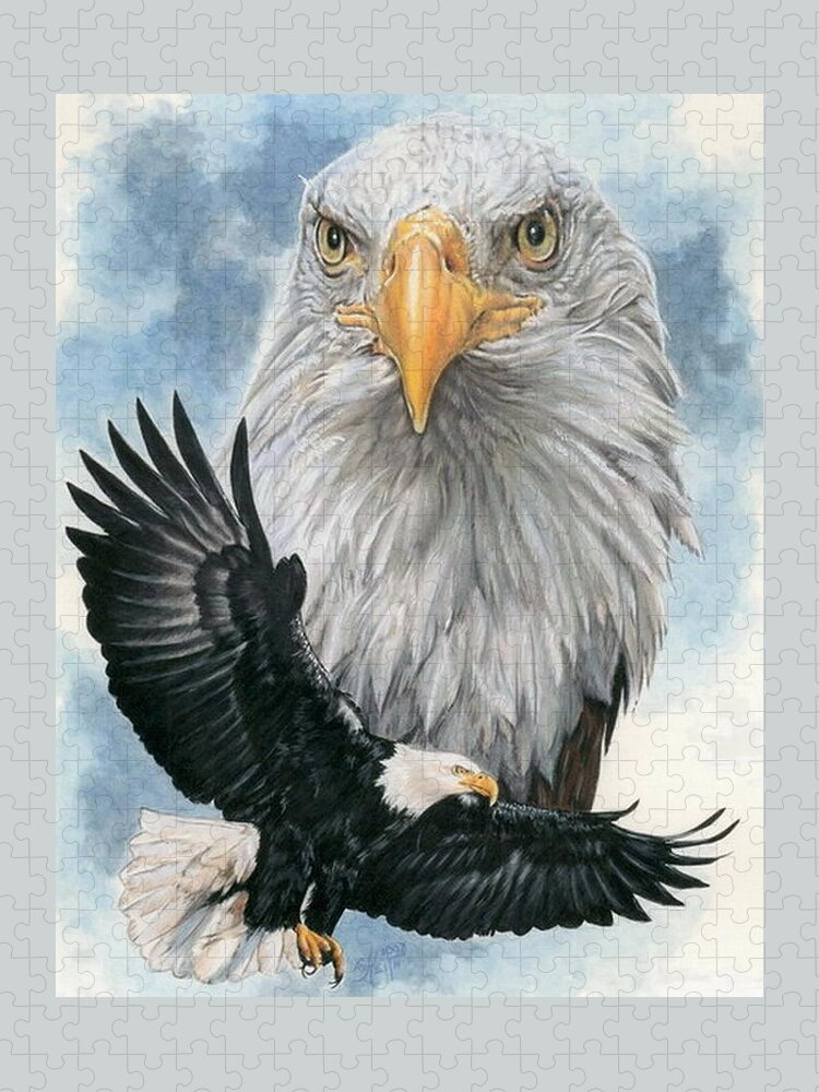 Bald Eagle Jigsaw Puzzle featuring the mixed media Peerless by Barbara Keith