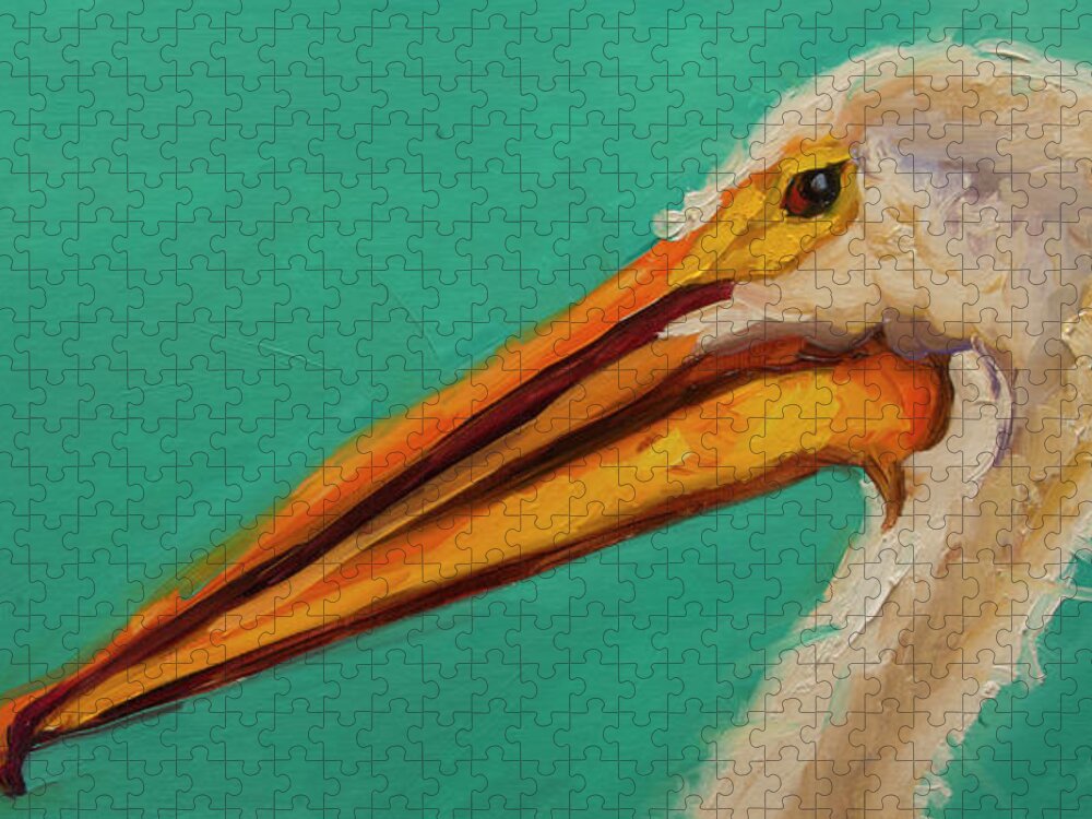 Pelican Jigsaw Puzzle featuring the painting Pelican #2 by Diane Whitehead