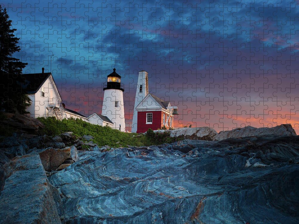 Pemaquid Point Lighthouse Jigsaw Puzzle featuring the photograph Pemaquid Point Lighthouse at dawn 2 by David Smith