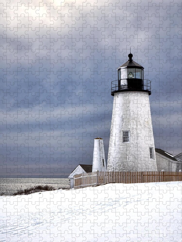 Maine Jigsaw Puzzle featuring the photograph Pemaquid Point Lighthouse in Winter by Olivier Le Queinec