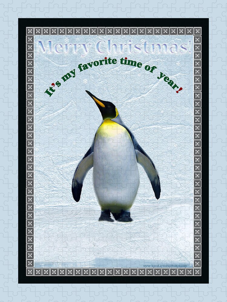 Christmas Jigsaw Puzzle featuring the digital art Penguin Christmas by Steve Karol