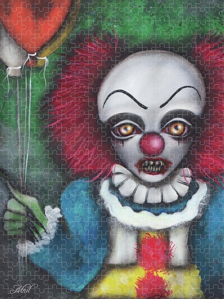 Pennywise Jigsaw Puzzle featuring the painting Pennywise by Abril Andrade