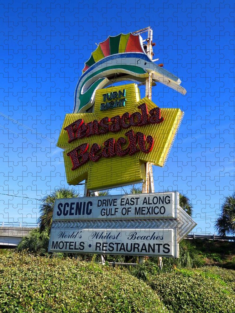 Pensacola Jigsaw Puzzle featuring the photograph Pensacola Beach Sign by Keith Stokes