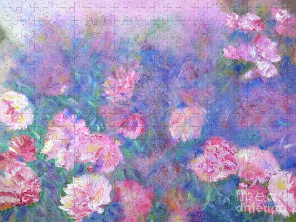 Peonies Jigsaw Puzzle featuring the painting Peonies by Claire Bull