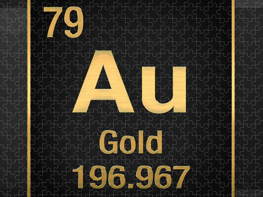 'the Elements' Collection By Serge Averbukh Jigsaw Puzzle featuring the digital art Periodic Table of Elements - Gold - Au - Gold on Black by Serge Averbukh