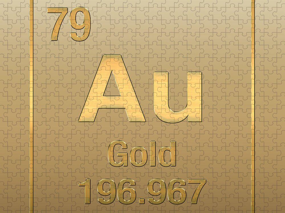 'the Elements' Collection By Serge Averbukh Jigsaw Puzzle featuring the digital art Periodic Table of Elements - Gold - Au - Gold on Gold by Serge Averbukh
