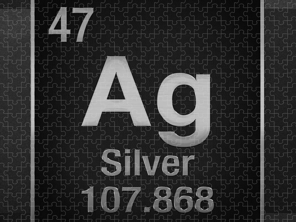 'the Elements' Collection By Serge Averbukh Jigsaw Puzzle featuring the digital art Periodic Table of Elements - Silver - Ag - Silver on Black by Serge Averbukh
