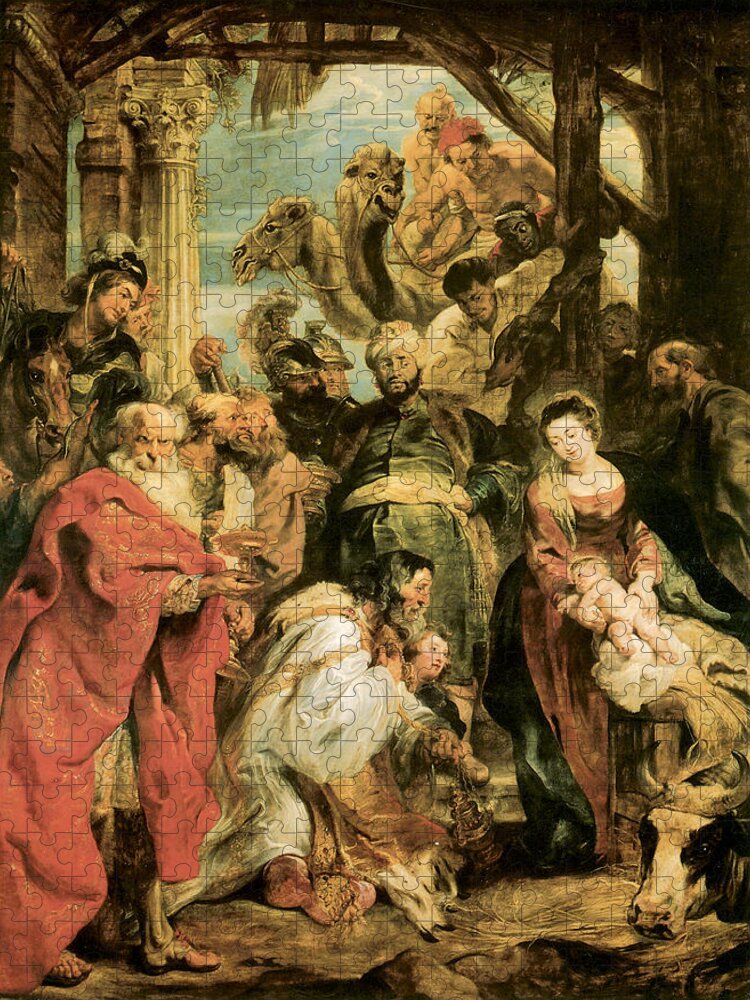 The Adoration Of The Magi Jigsaw Puzzle featuring the painting Peter Paul Rubens by The Adoration of the Magi