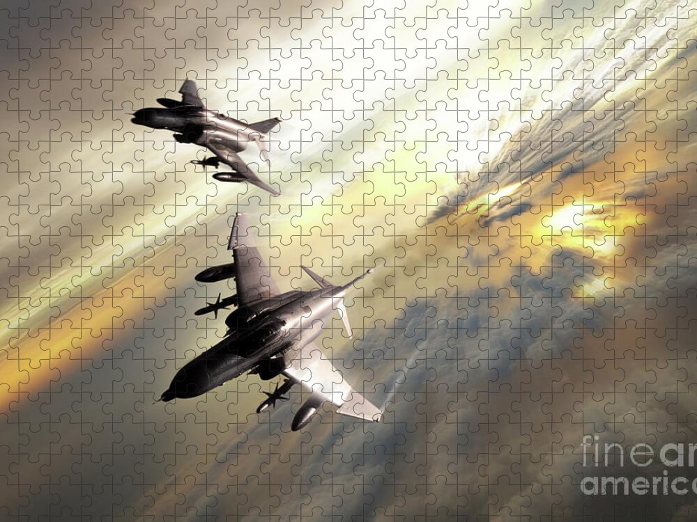 F-4 Phantom Jigsaw Puzzle featuring the digital art Phantom Stalkers by Airpower Art