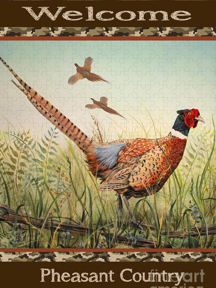 Jean Plout Jigsaw Puzzle featuring the painting Pheasant-JP2805 by Jean Plout