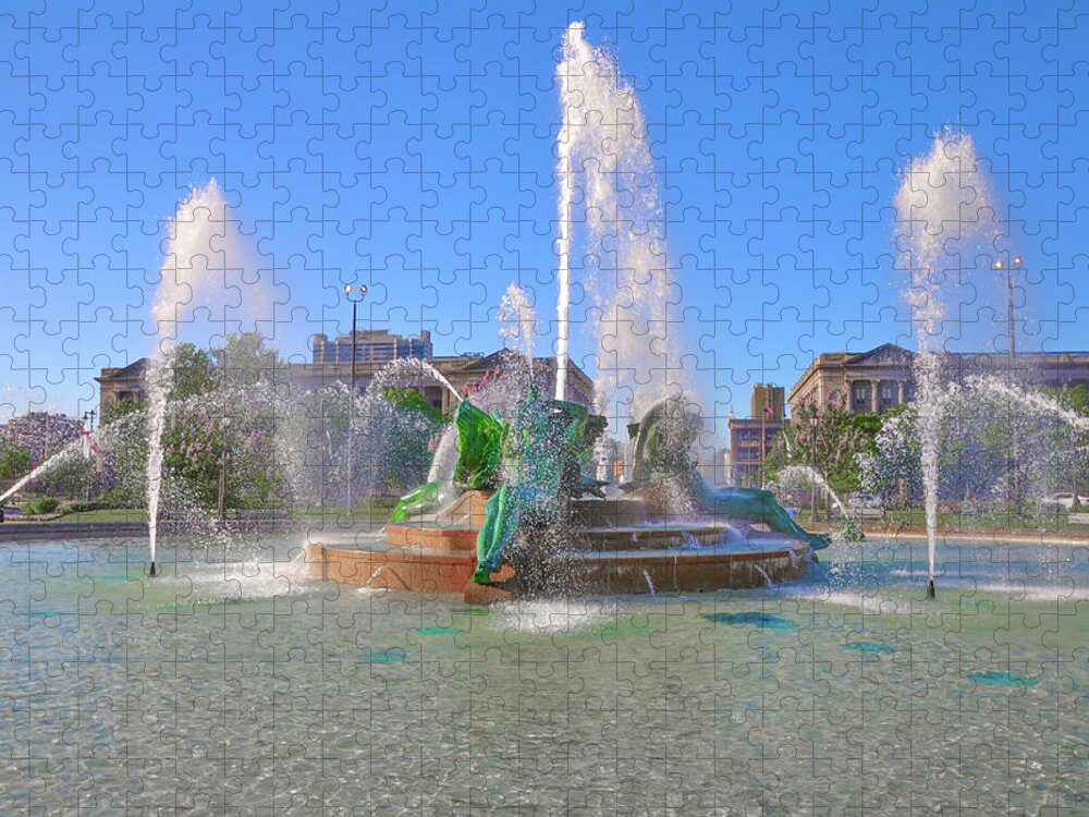 Philadelphia Jigsaw Puzzle featuring the photograph Philadelphia - Swann Fountain at Logan Square by Bill Cannon