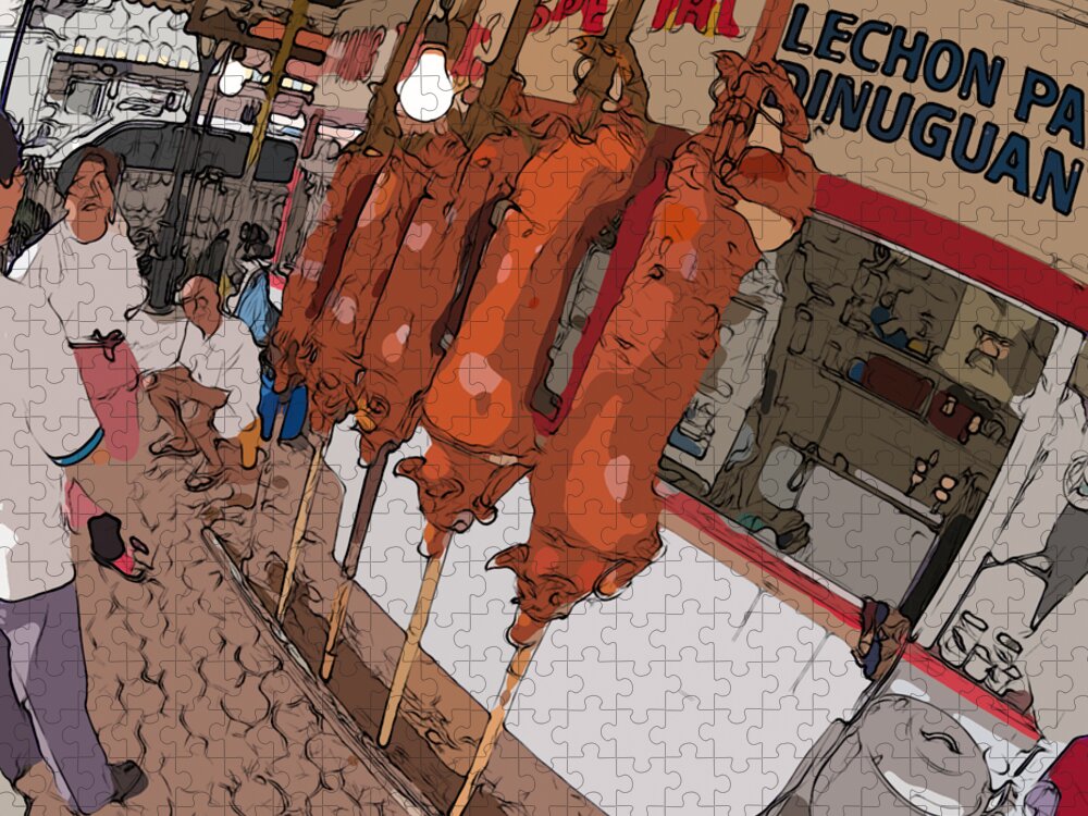 Philippines Jigsaw Puzzle featuring the painting Philippines 4057 Lechon by Rolf Bertram