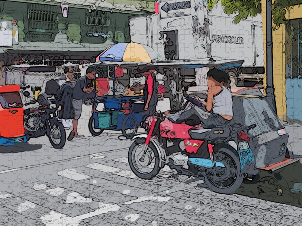 Philippines Jigsaw Puzzle featuring the painting Philippines 673 Street Food by Rolf Bertram