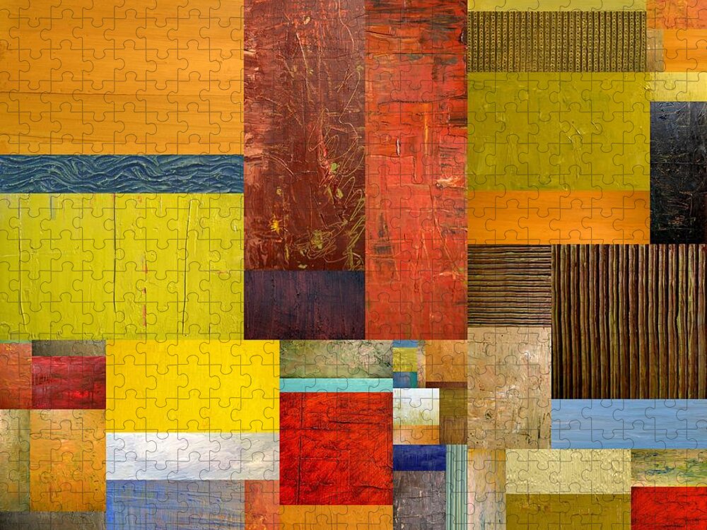 Textural Jigsaw Puzzle featuring the painting Pieces Project l by Michelle Calkins