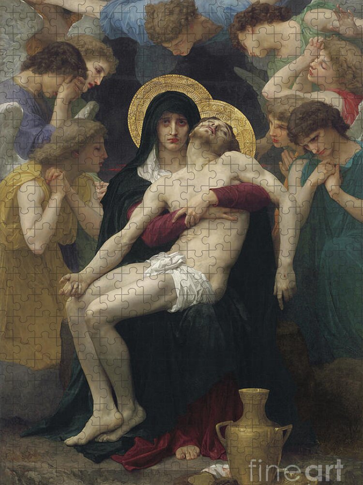 Pieta Jigsaw Puzzle featuring the painting Pieta by William Adolphe Bouguereau