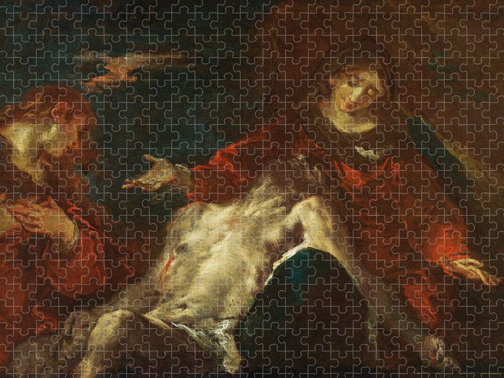 Giuseppe Bazzani Jigsaw Puzzle featuring the painting Pieta with Mary Magdalene by Giuseppe Bazzani