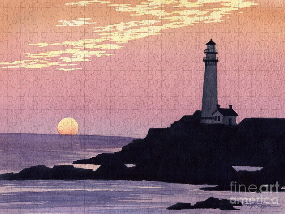 Pigeon Point Jigsaw Puzzle featuring the painting Pigeon Point Lighthouse by David Rogers