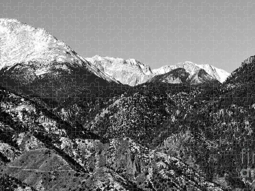 Cliff Jigsaw Puzzle featuring the photograph Pikes Peak and Incline 36 by 18 by Steven Krull