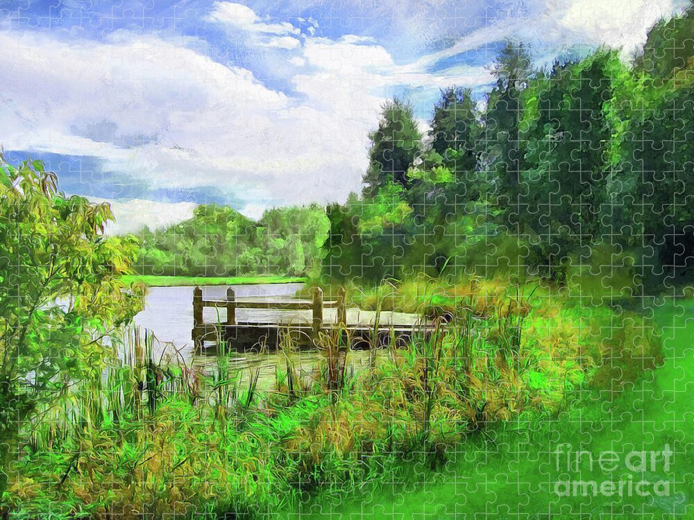 Cedric Hampton Jigsaw Puzzle featuring the photograph Pine Lake Pier by Cedric Hampton