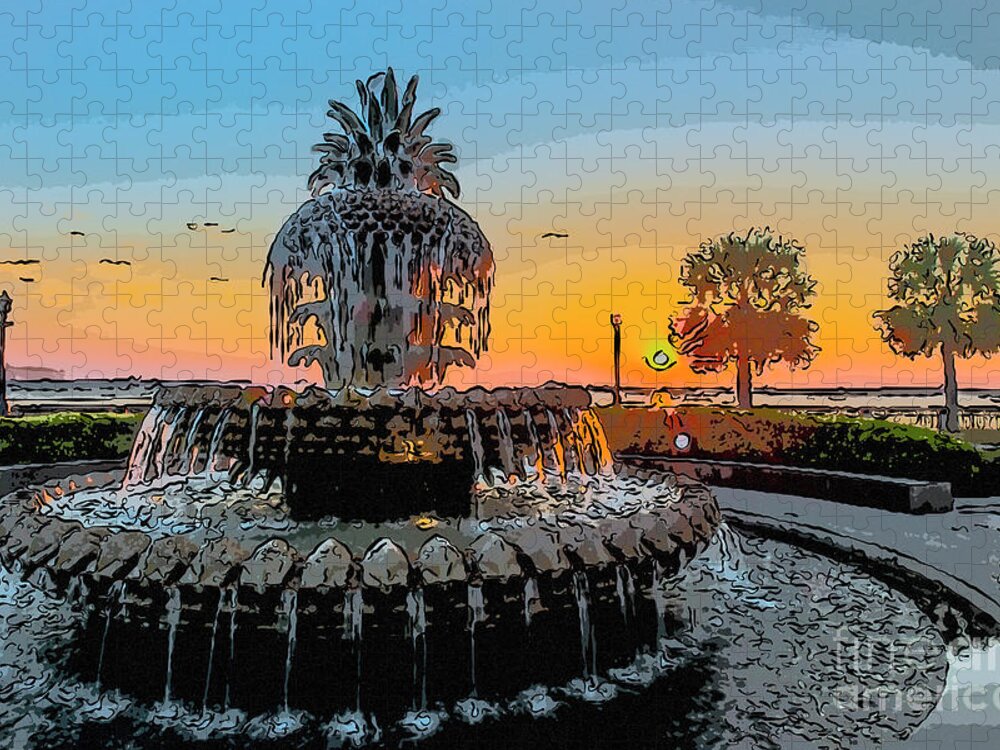 Pineapple Fountain Jigsaw Puzzle featuring the photograph Pineapple Art by Dale Powell
