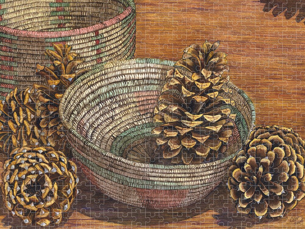 Pinecone Jigsaw Puzzle featuring the painting Pinecones by Catherine G McElroy