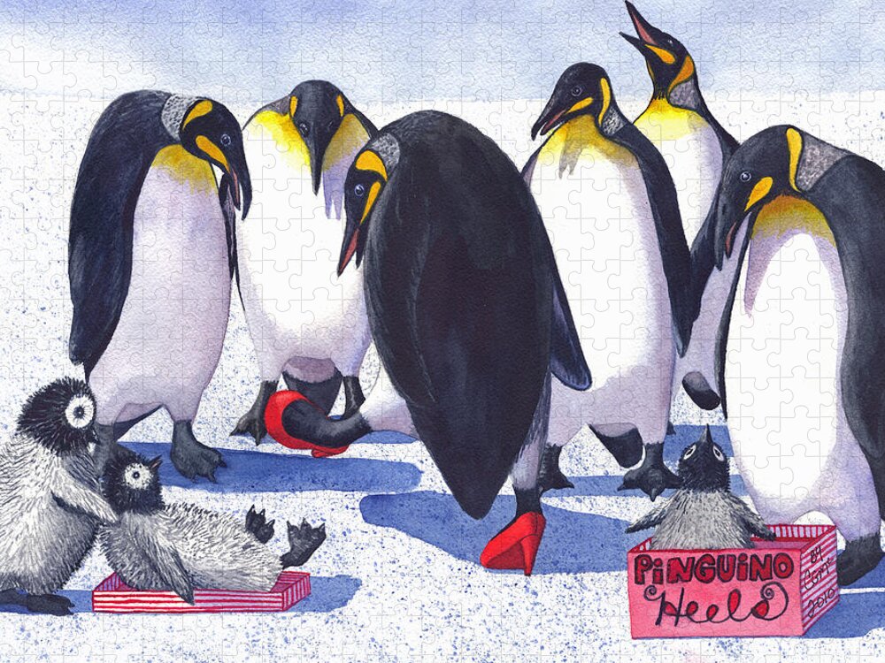 Penguin Jigsaw Puzzle featuring the painting Pinguino Heels by Catherine G McElroy