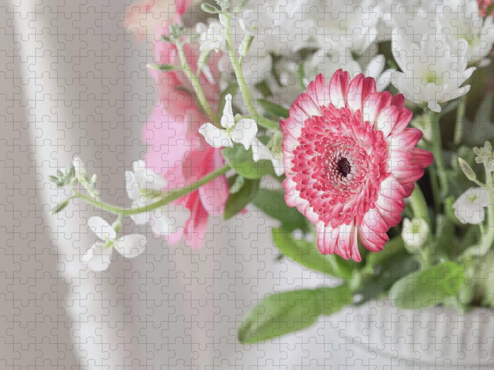 Gerbera Jigsaw Puzzle featuring the photograph Pink Blooms Love by Kim Hojnacki