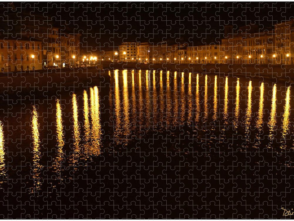 Pisa Jigsaw Puzzle featuring the photograph Pisa at Night by Peggy Dietz