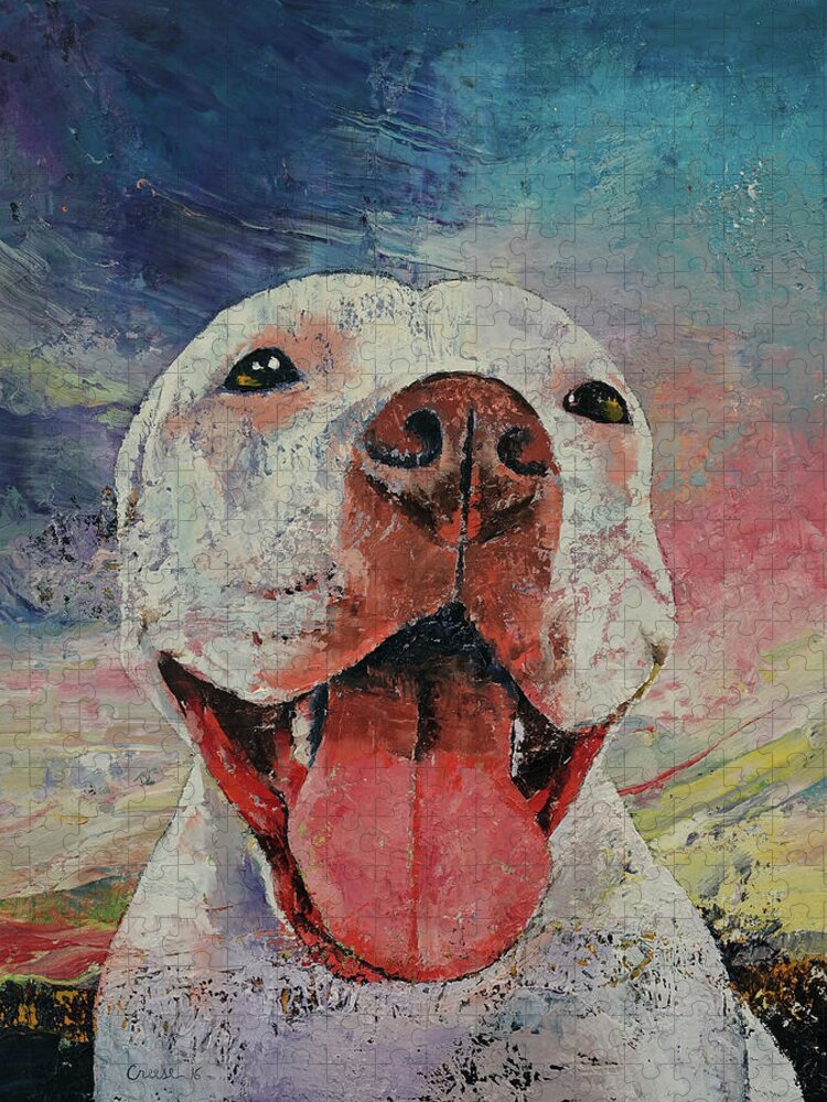 Art Jigsaw Puzzle featuring the painting Pitbull by Michael Creese