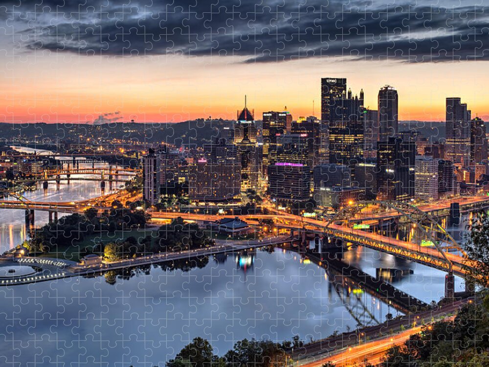 Pittsburgh Jigsaw Puzzle featuring the photograph Pittsburgh October Sunrise by Matt Hammerstein