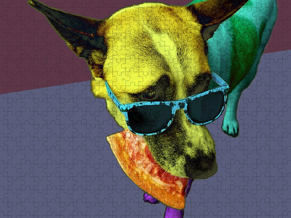 Pizza Jigsaw Puzzle featuring the digital art Pizza Dog by James W Johnson