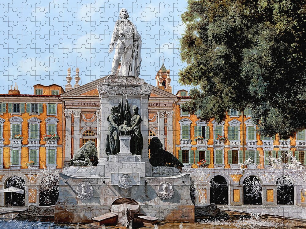 Garibaldi Jigsaw Puzzle featuring the painting Place Garibaldi in Nice by Guido Borelli