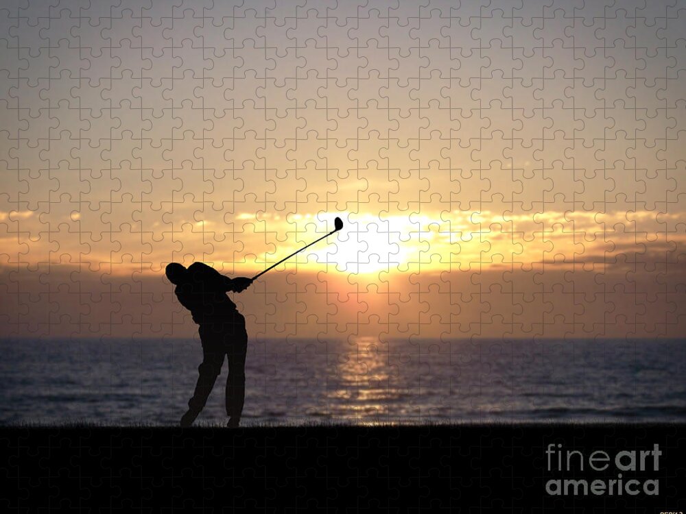 Photo Jigsaw Puzzle featuring the photograph Playing Golf At Sunset by Phil Perkins