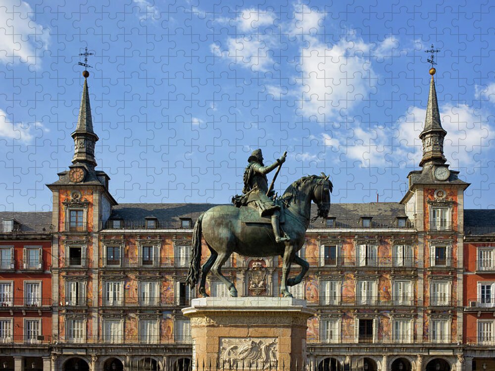 Madrid Jigsaw Puzzle featuring the photograph Plaza Mayor in City of Madrid in Spain by Artur Bogacki