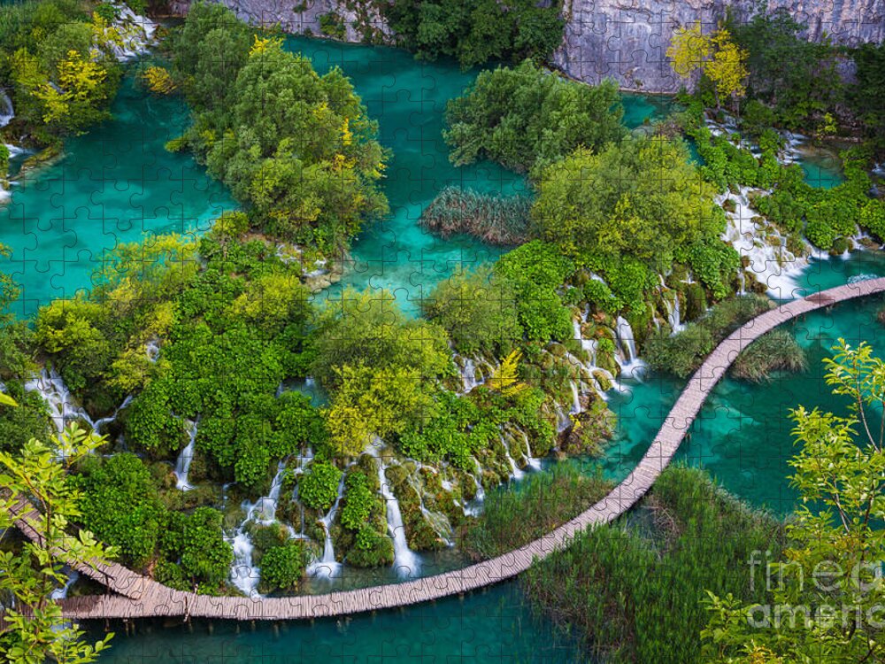 Adriatic Jigsaw Puzzle featuring the photograph Plitvice Boardwalk by Inge Johnsson