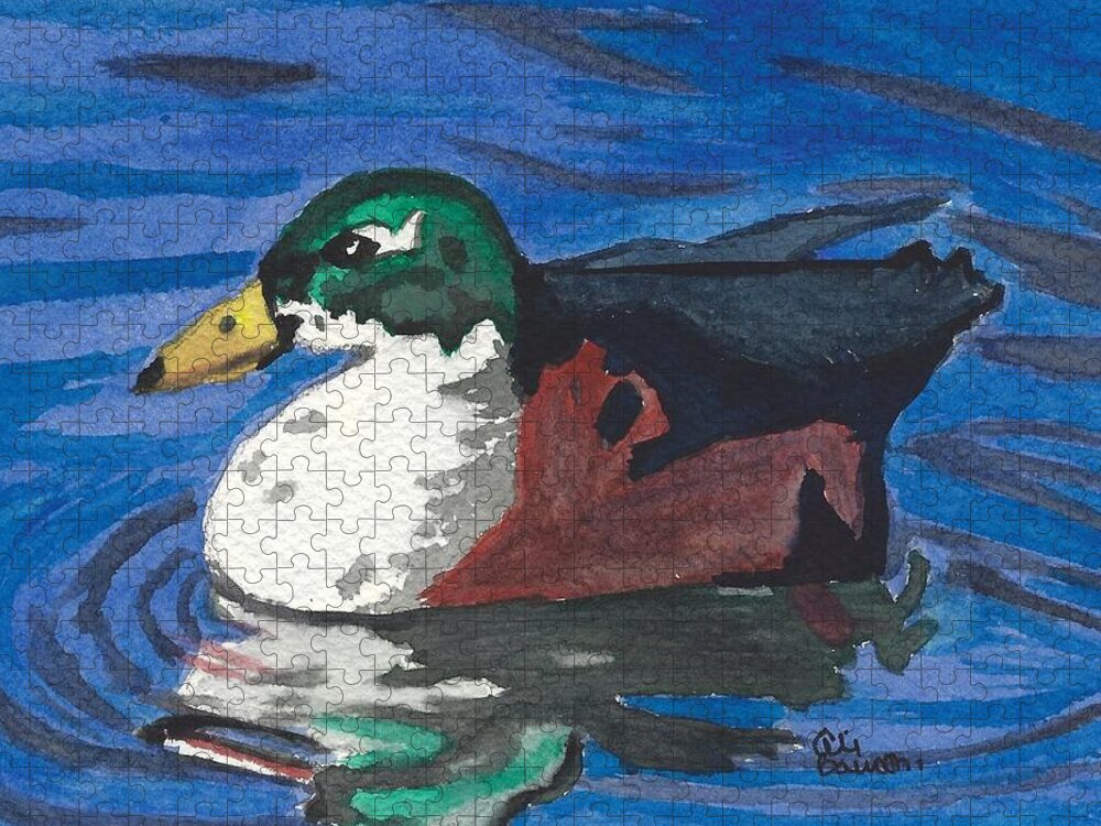 Duck Jigsaw Puzzle featuring the painting Poindexter by Ali Baucom
