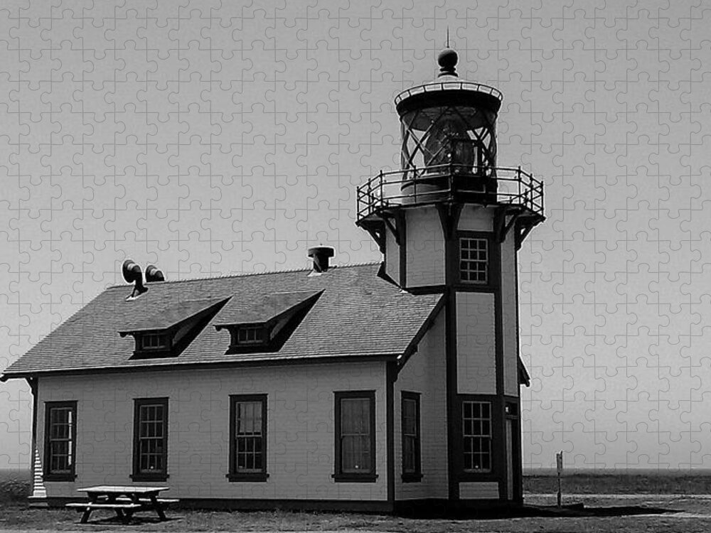 K. Bradley Washburn Jigsaw Puzzle featuring the photograph Point Cabrillo - Black and White by K Bradley Washburn