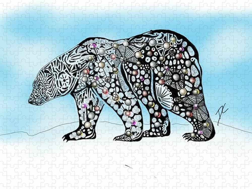 Doodle Jigsaw Puzzle featuring the digital art Polar bear doodle by Darren Cannell