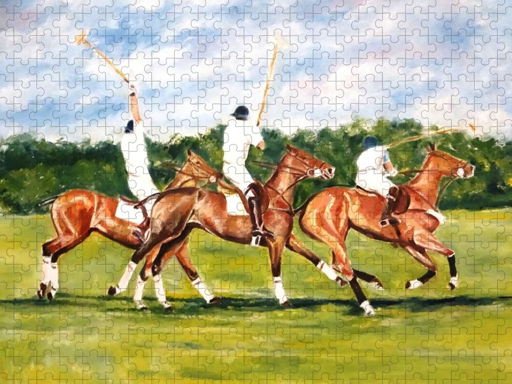  120º Abierto De Palermo Jigsaw Puzzle featuring the painting Polo 1 by Carlos Jose Barbieri