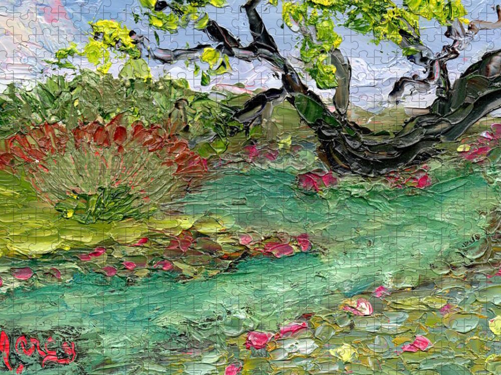 Oil Jigsaw Puzzle featuring the painting Pond Lilies by Marcy Brennan