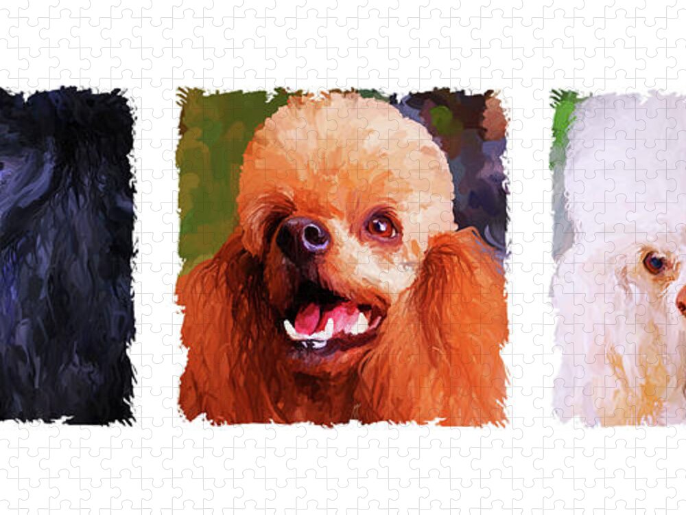 Poodle Jigsaw Puzzle featuring the painting Poodle Trio by Jai Johnson