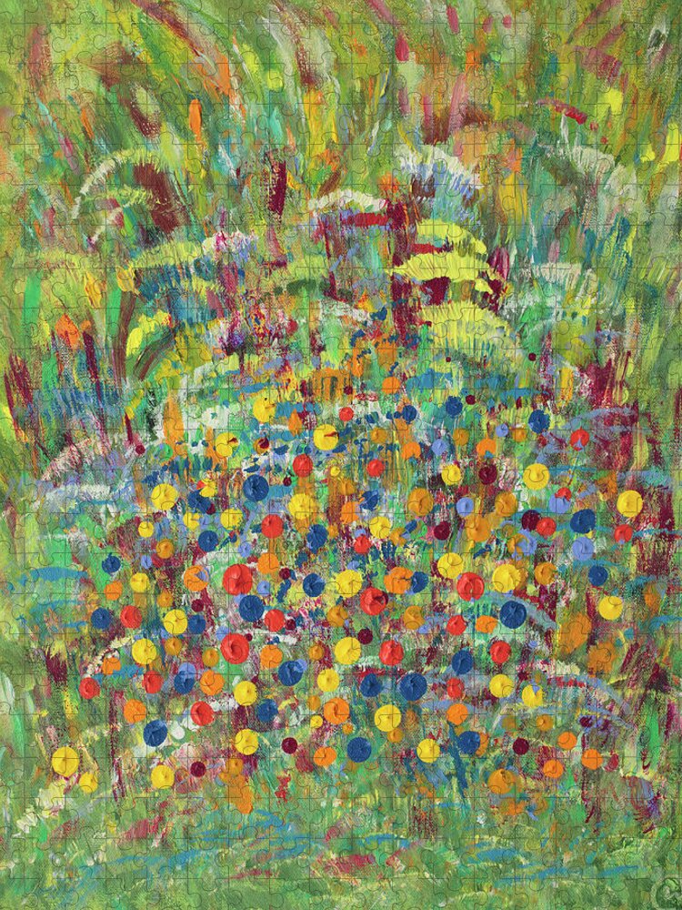 Flowers Jigsaw Puzzle featuring the painting Pop Ups by Bjorn Sjogren