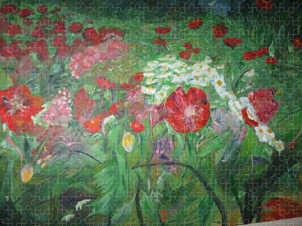 Landscape Jigsaw Puzzle featuring the painting Poppies by Julie TuckerDemps